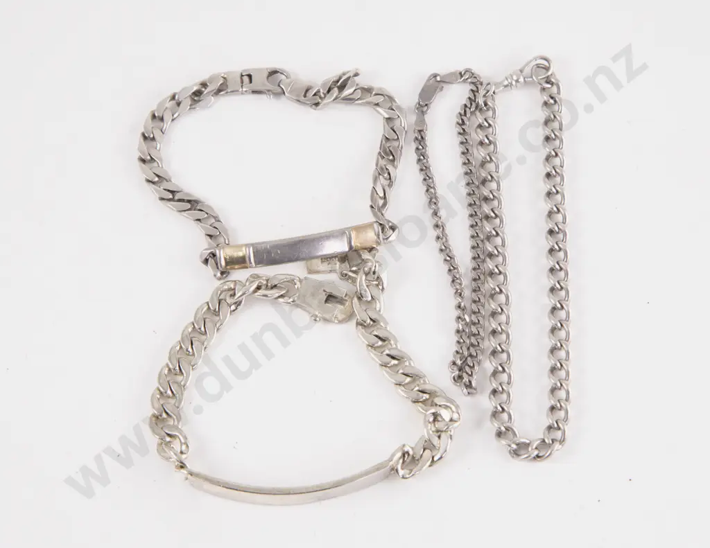 S/S and 18ct Gold Mounted Morden Curb Link Identity Bracelet Image 1++