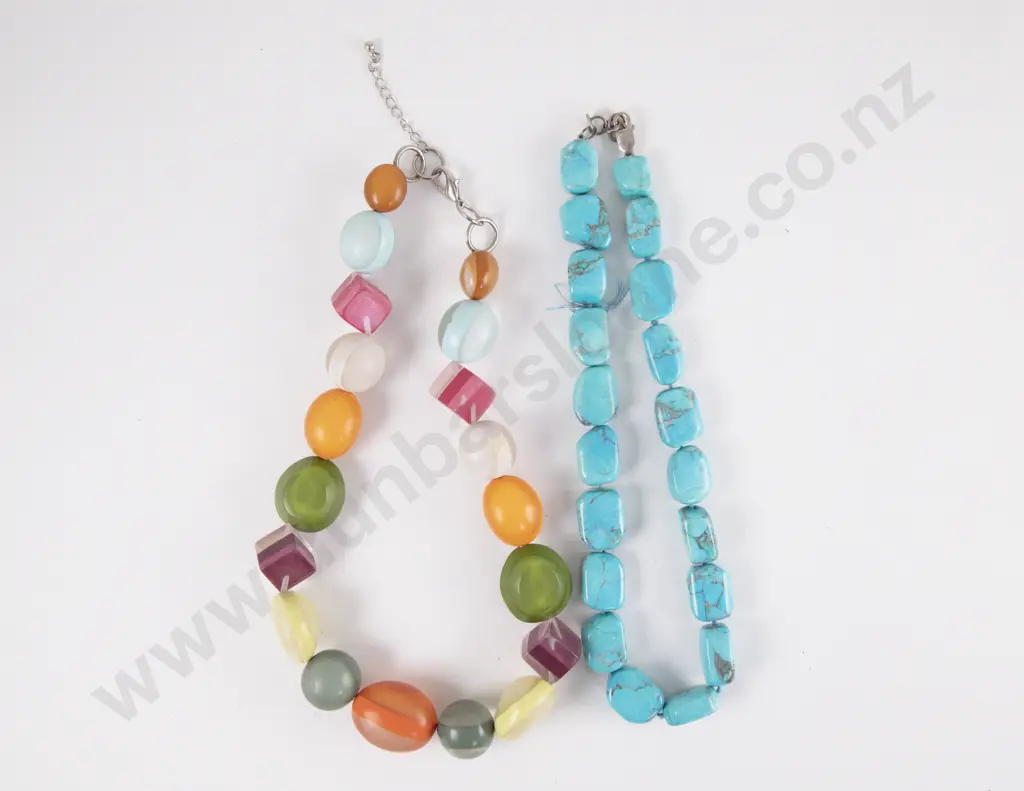 Single Strand Turquoise Bead Necklace and Other Beaded Necklace Image 1++