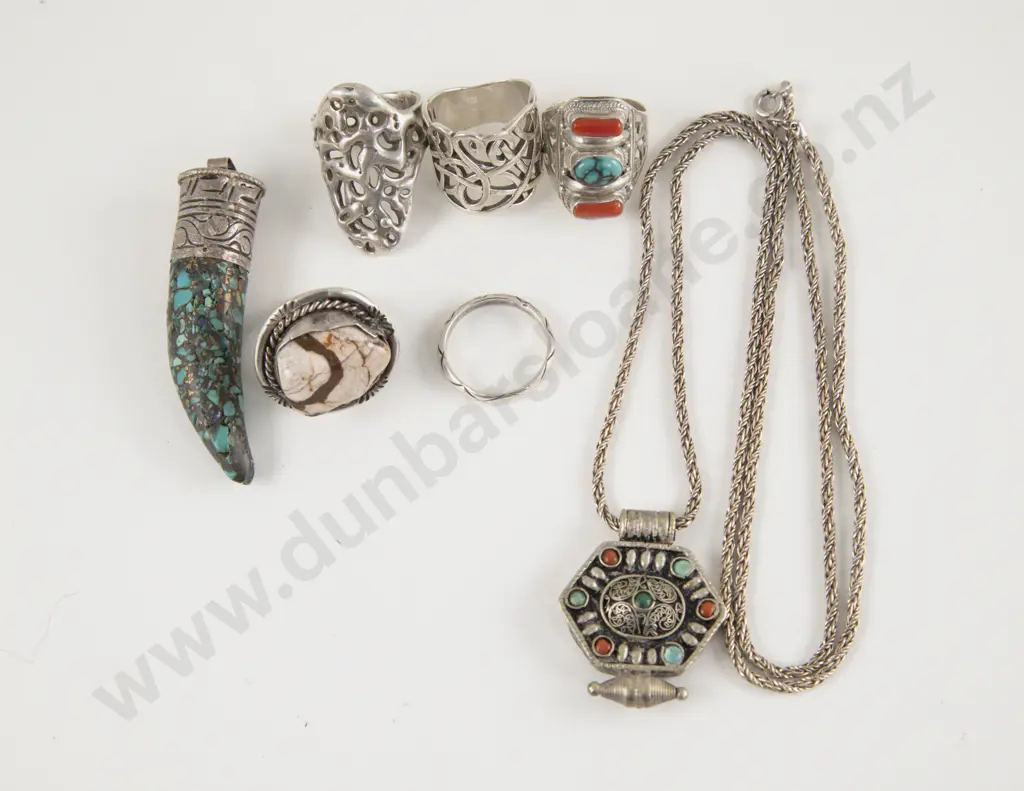 Native American S/S Ring and Two Pendants Image 1++