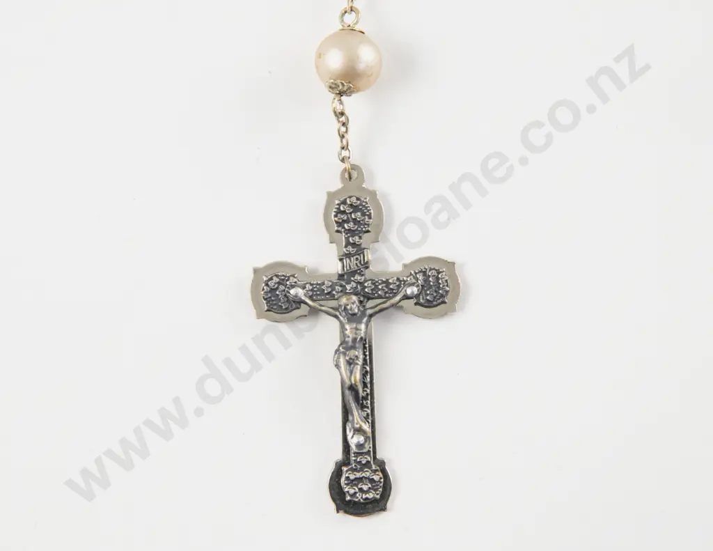 Vintage Imitation Pearl Rosary Image 1++