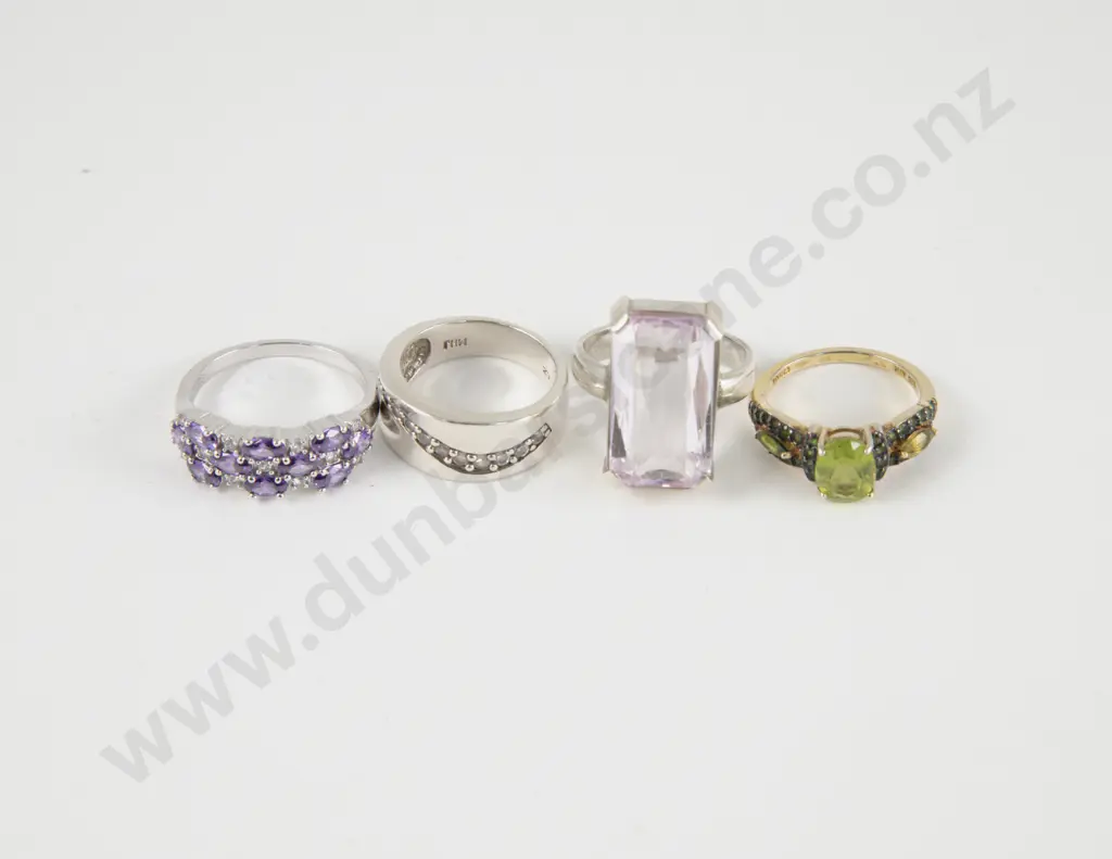 Collection of Four Sterling Silver Rings Image 1++