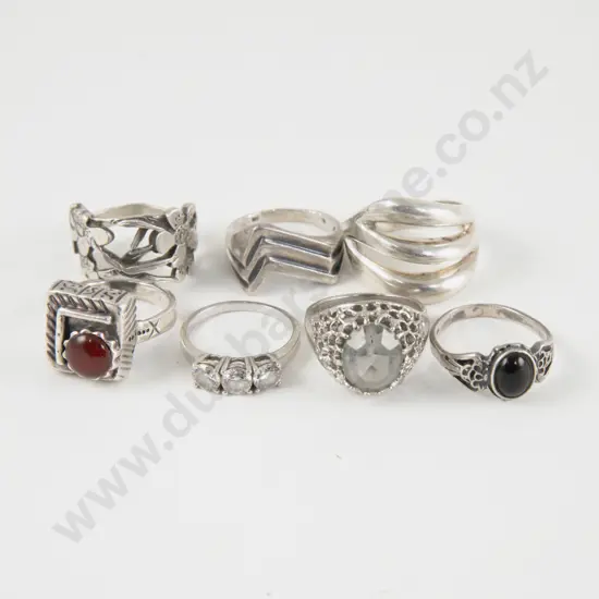 Collection of Seven Sterling Silver Rings