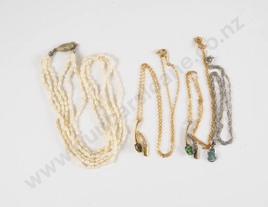 Uniform Triple Strand Freshwater Pearl Necklace Image 1++
