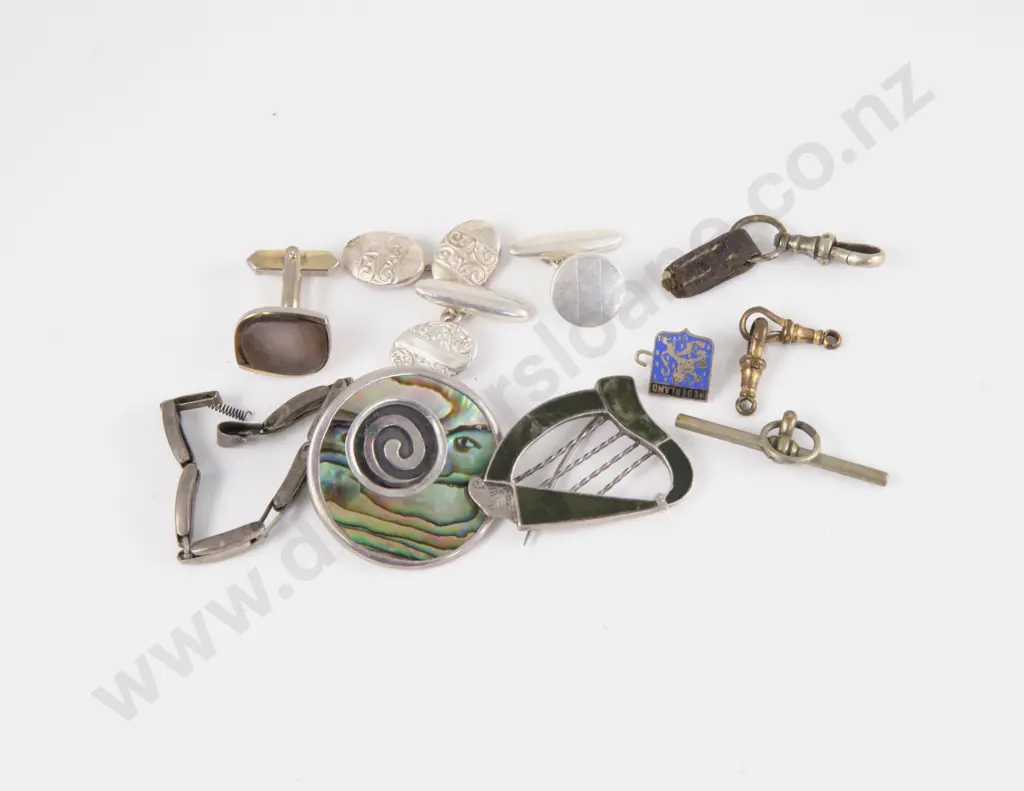 Small Qty Scrap Silver Pieces with Odd Silver Plate Cuff-Links and Various Bolt Rings Image 1++