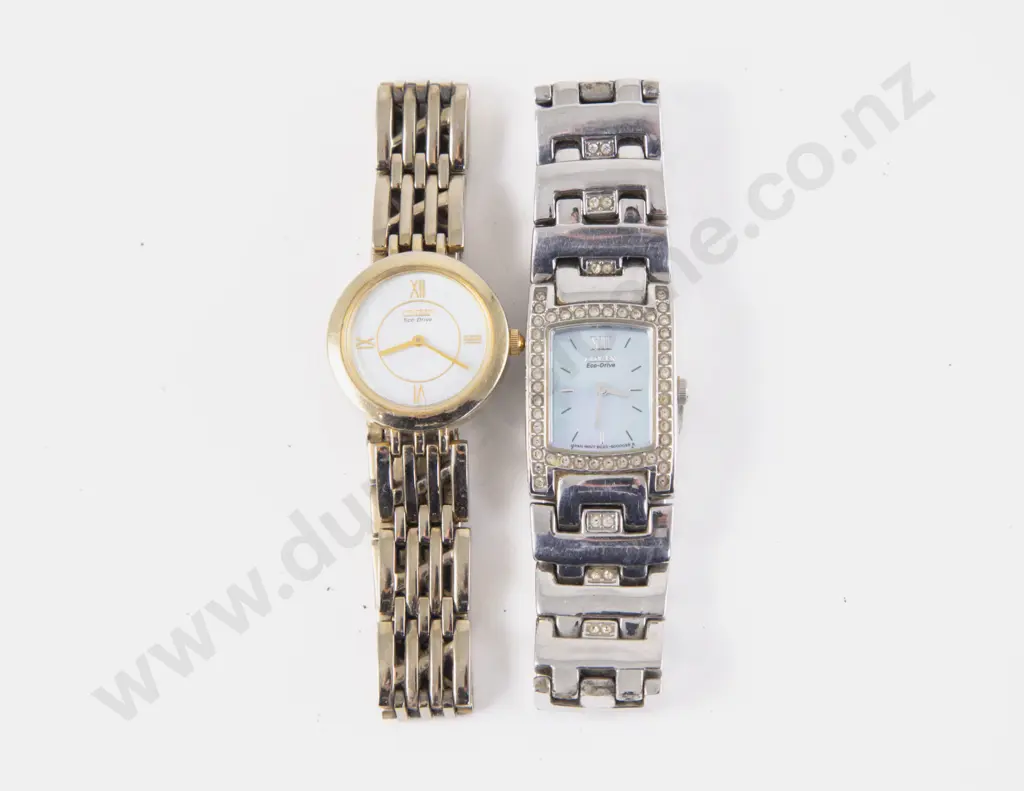 Two Citizen Eco-Drive MOP Ladies Wrist Watches Image 1++