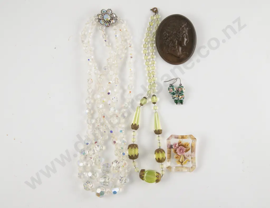 Triple Strand Crystal Beaded Necklace with Assorted Costume Jewellery Image 1++