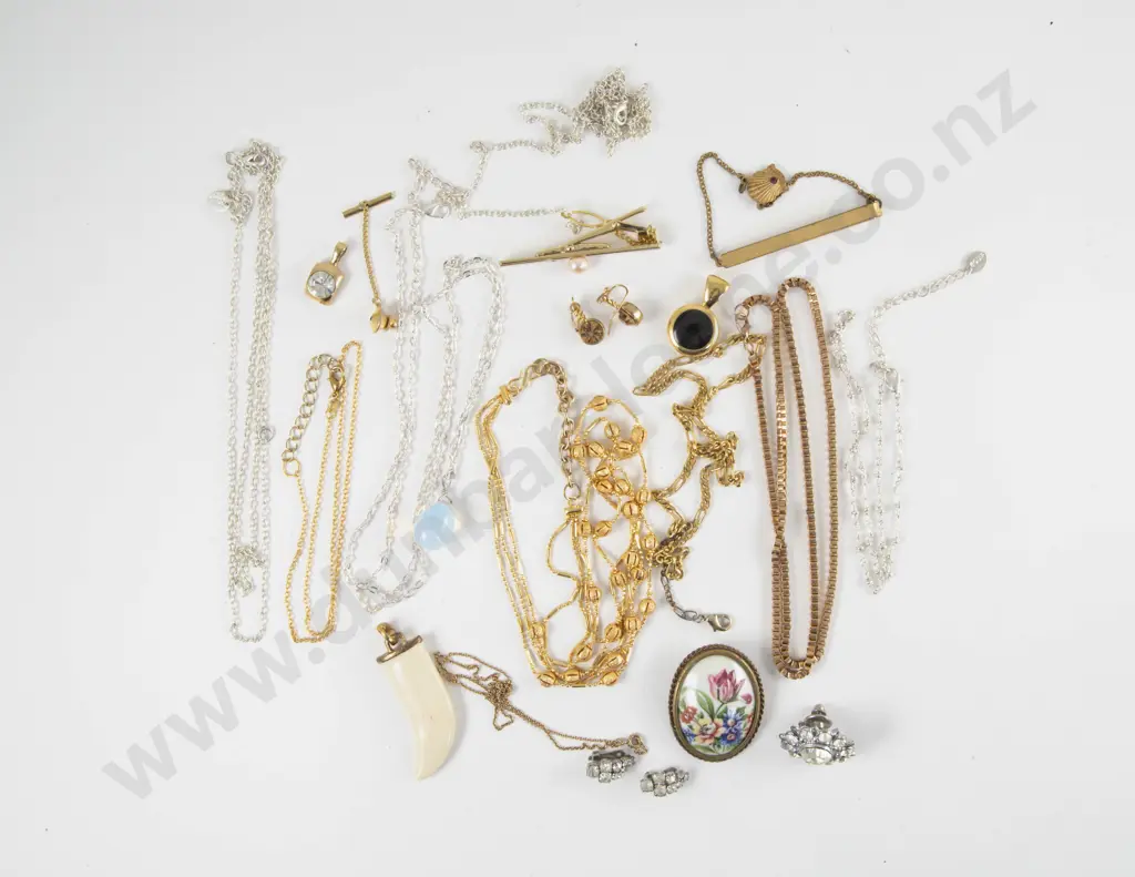 9ct Mounted Tusk Pendant and  Collection of Assorted Costume Jewellery Image 1++