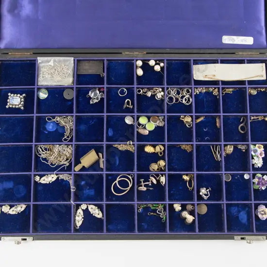 Vintage Jewellers Divided Findings Box with some Bits and Pieces