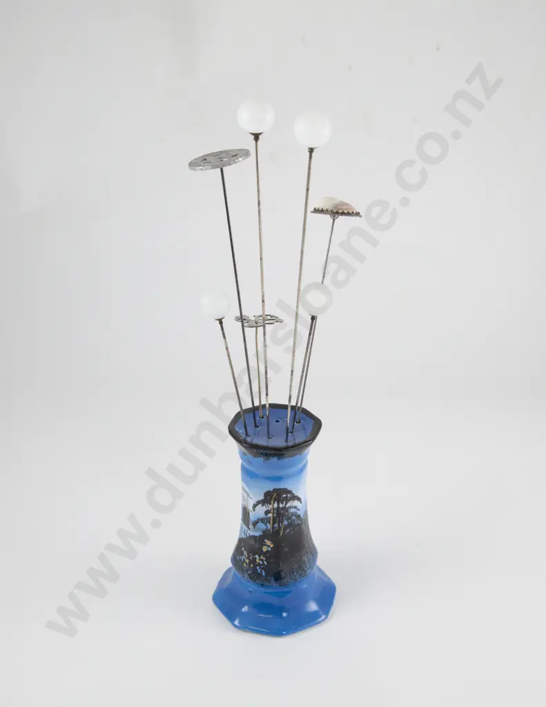 Edwardian Two Pair and Two Other Hat Pins with Holder Image 1++