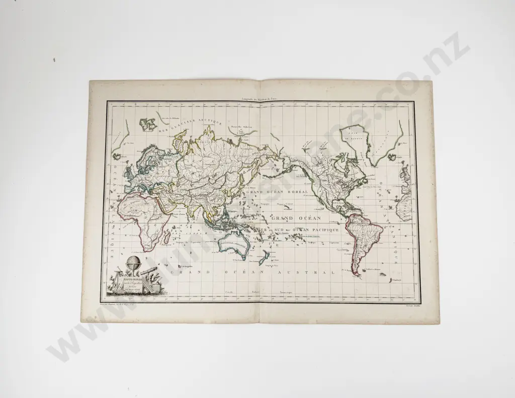Chamouin - Mappe Monde sur la Projection Redute De Mercator c1807 Image 1++
