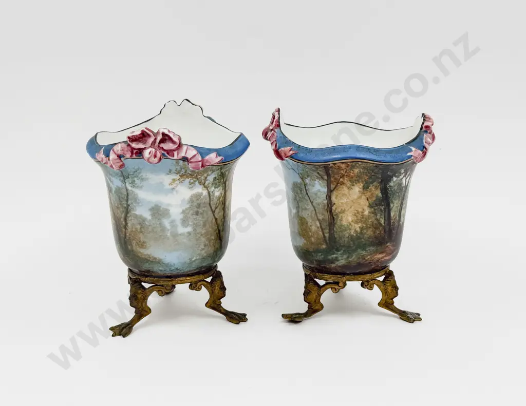 Pair of C19th Decorative Cache Vases Possibly French Signed Image 1++