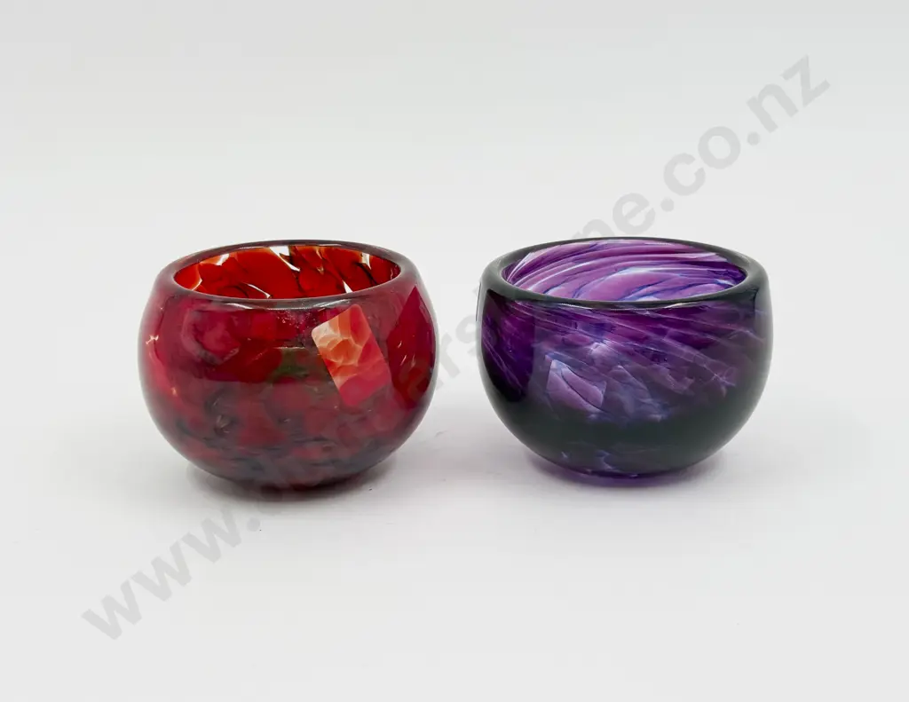 Two Small De Flute Art Glass Bowls Image 1++