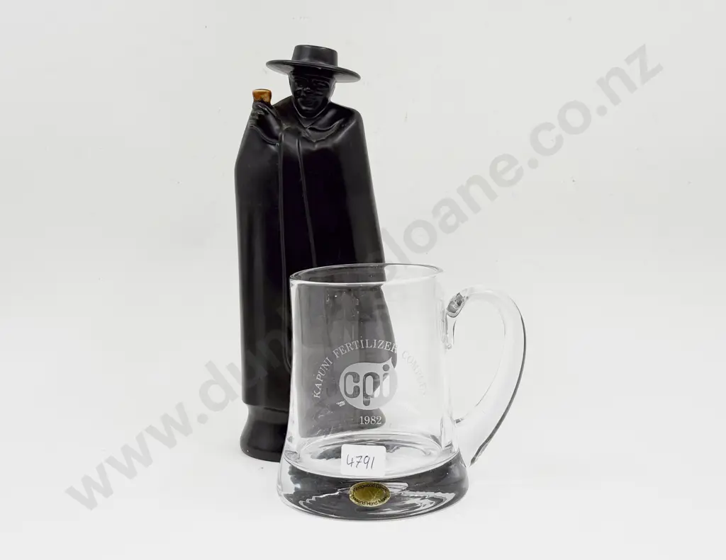 Wedgwood Figural Decanter "Prince of Wales" (Faults) together with Wedgwood Glass Tankard Image 1++