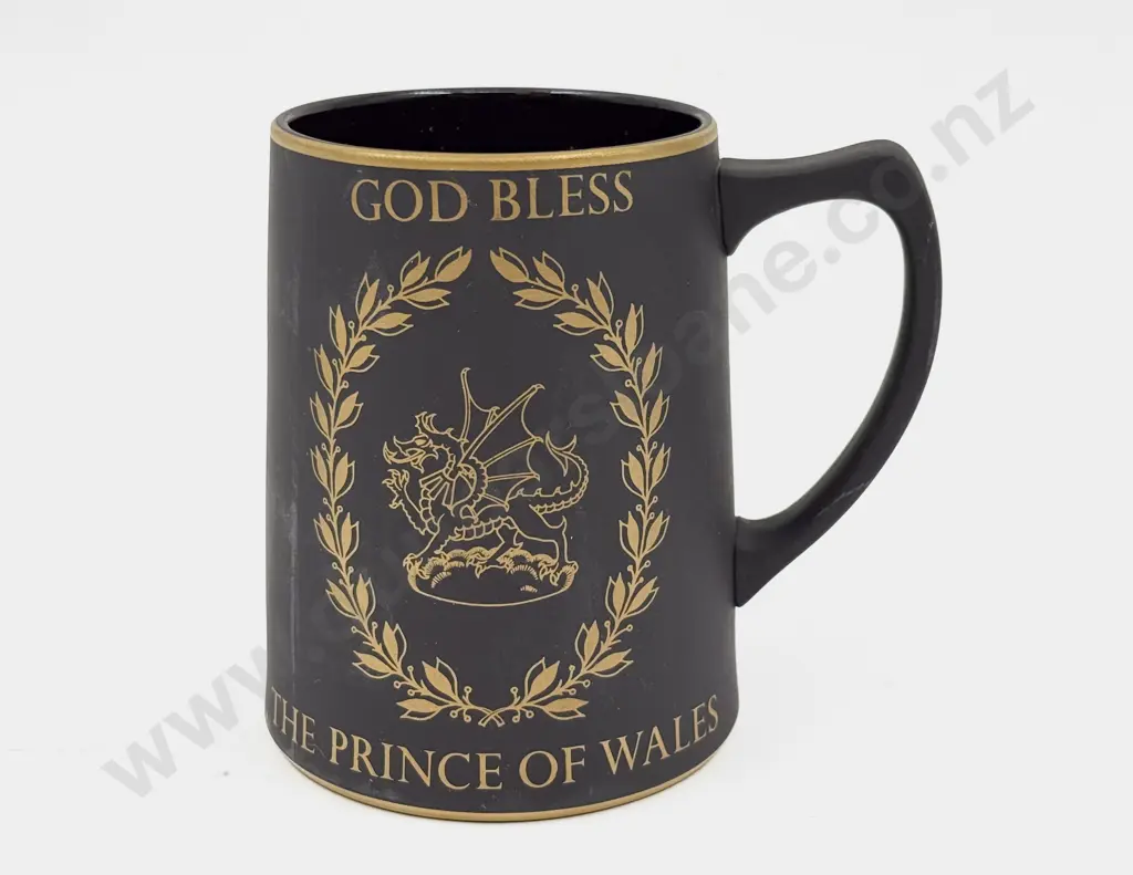 Boxed Wedgwood Black Basalt "Prince of Wales" Tankard Image 1++