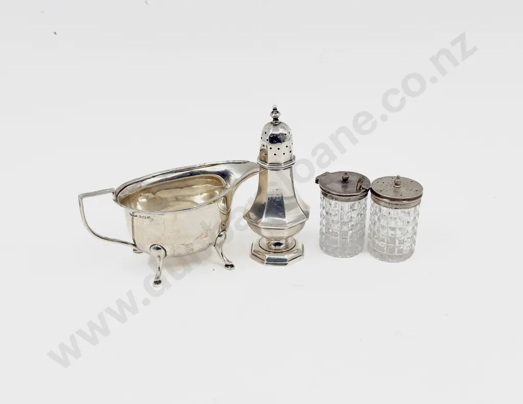 S/S Cream Jug with S/S Pepper and Two S/S Lidded Condiments Image 1++