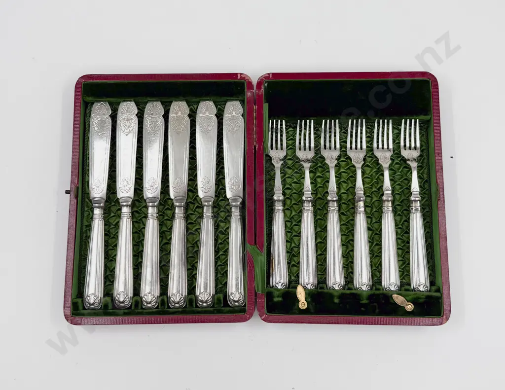Cased S/P Fruit Knife & Fork Set Image 1++