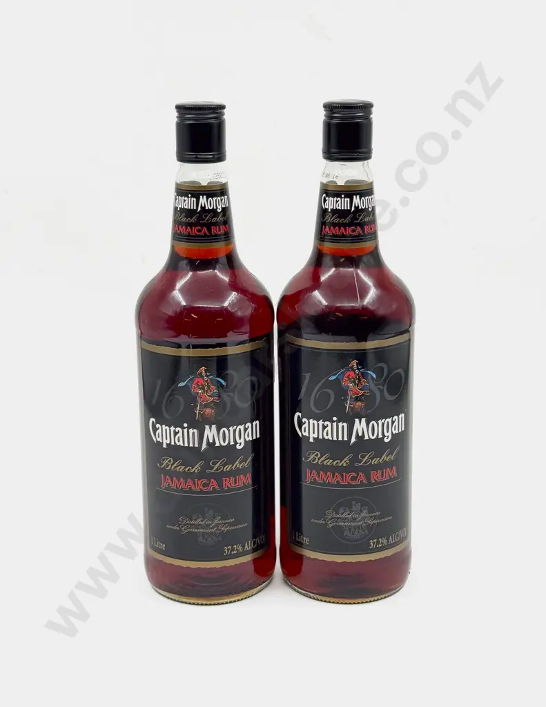 Two Bottles of Captain Morgan Black Label Jamaican Rum Image 1++