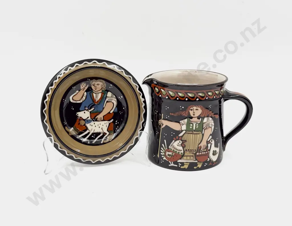 European Pottery Jug & Dish Image 1++
