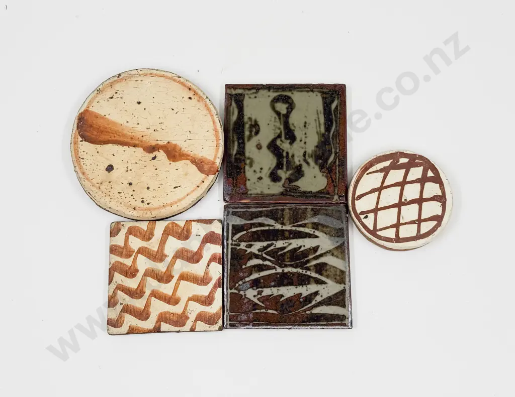 Five Assorted Pottery Tile Works Image 1++