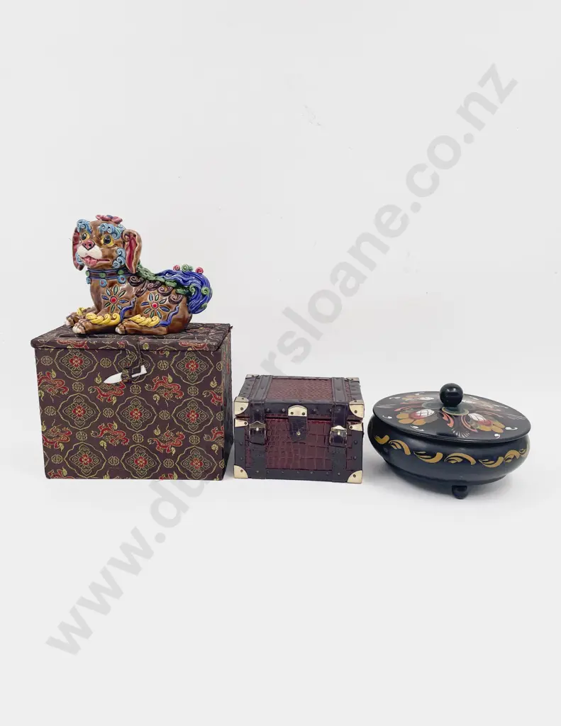 Assorted Decorative Trinket Boxes and China Fu Dog Ornament Image 1++