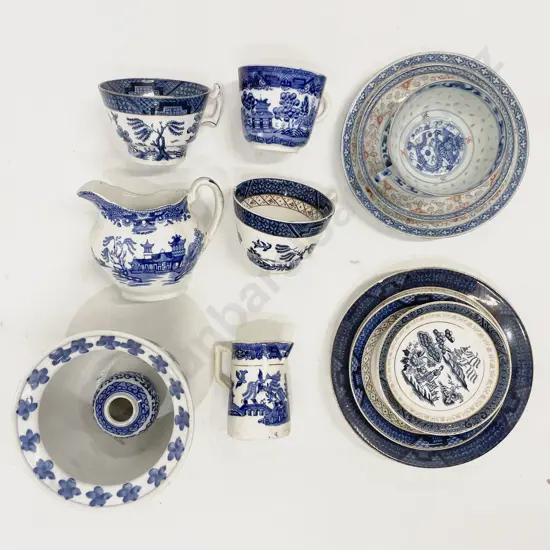 Box Quantity of Assorted Blue & White China