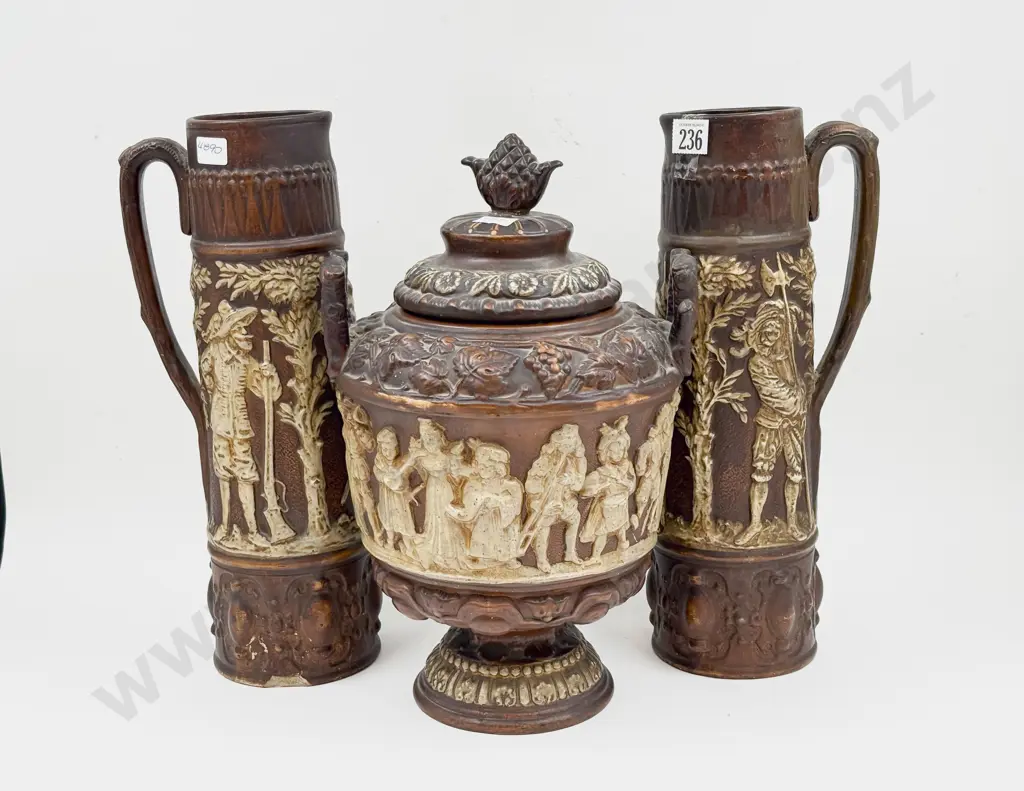 Classical Style Lidded Urn & Pair of Tall Jugs (Faults) Image 1++
