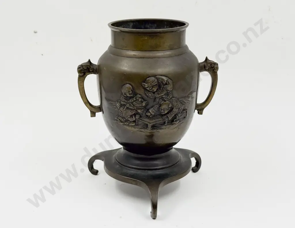Footed Bronze Vase Image 1++