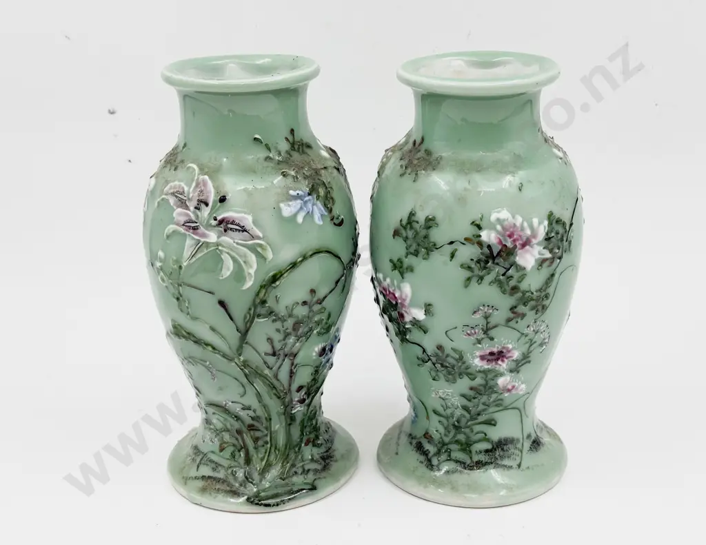Pair of Celadon Glazed Vases Image 1++