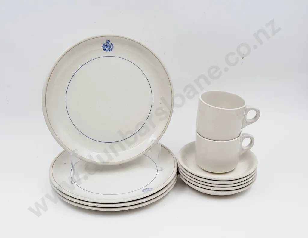 Four Crown Lynn NZR Plate together with Other Crown Lynn Cups & Saucers Image 1++