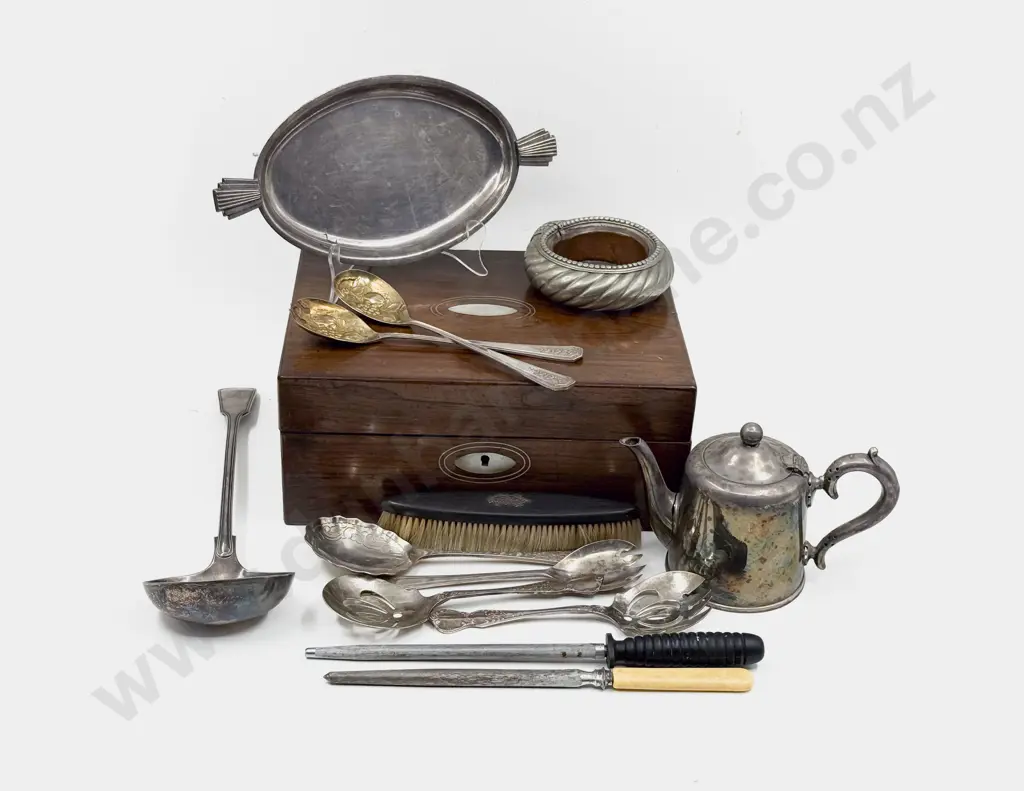 Inlaid Writing Box & Quantity of Assorted S/P Image 1++