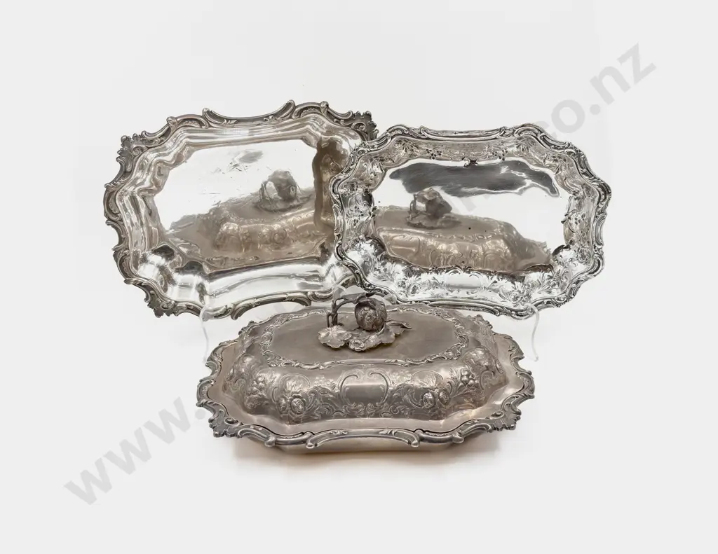 Pair of Ornate S/P Vegetable Tureens Image 1++