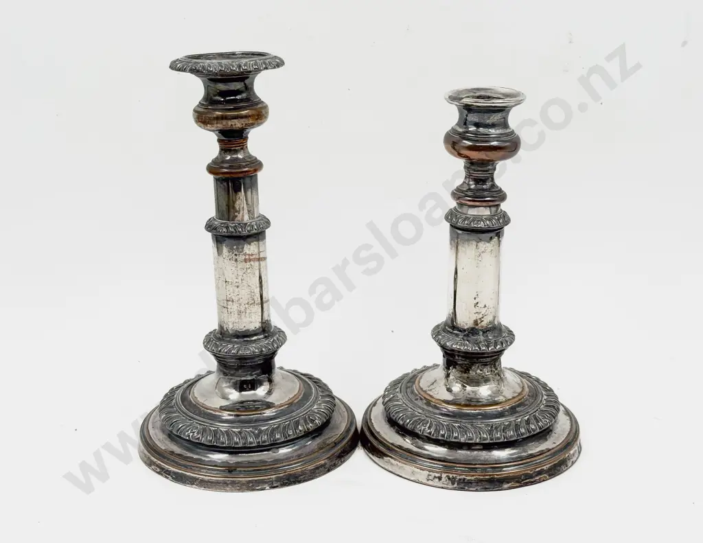 Pair of Sheffield Plate Candlesticks Image 1++