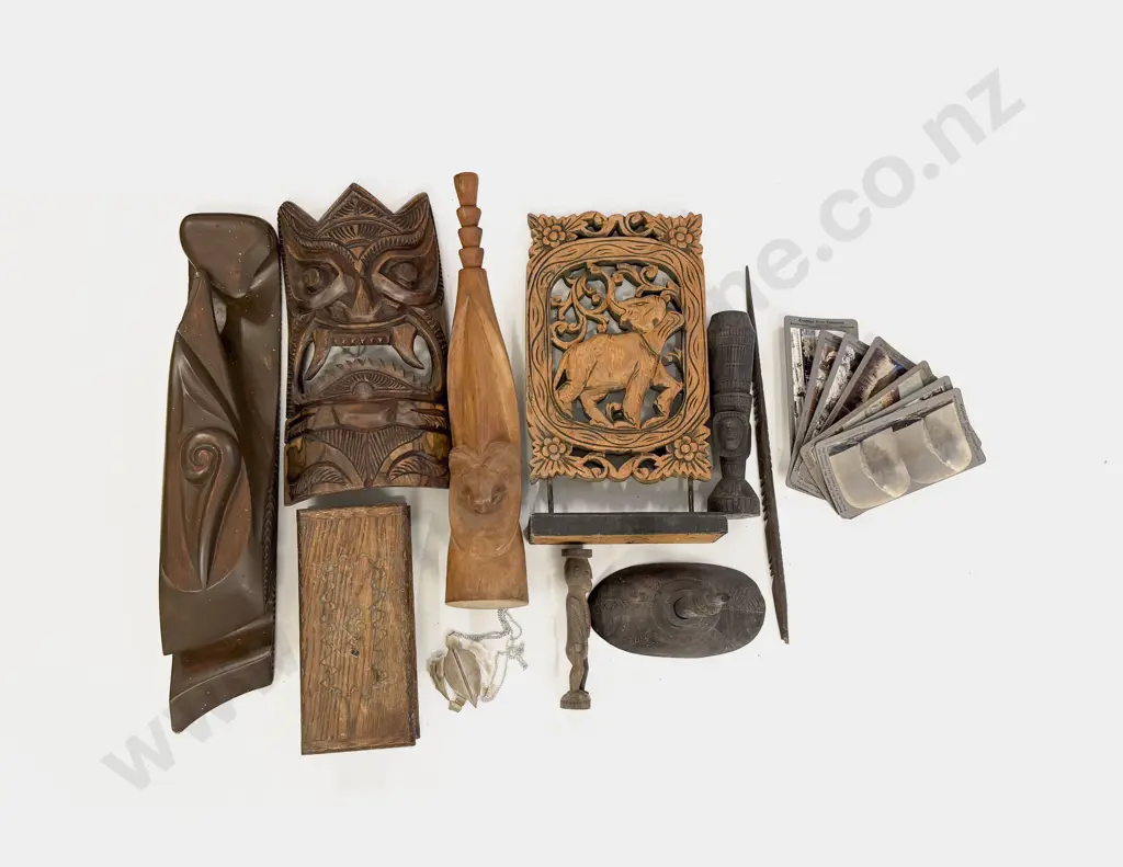 Various Carved Wood Artefacts Masks etc Image 1++