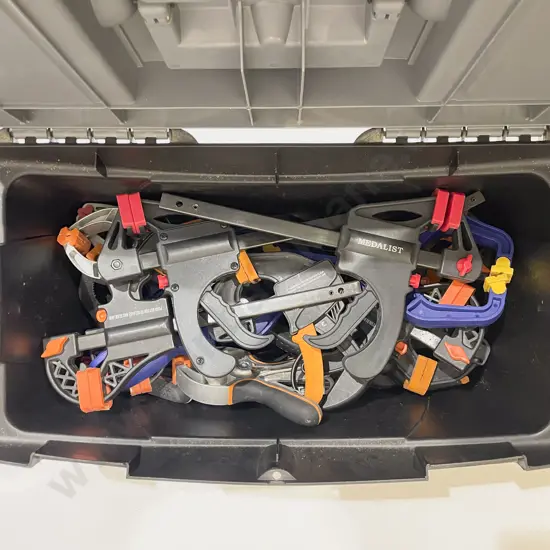 Stanley Tool Box & Assorted Modern Clamps