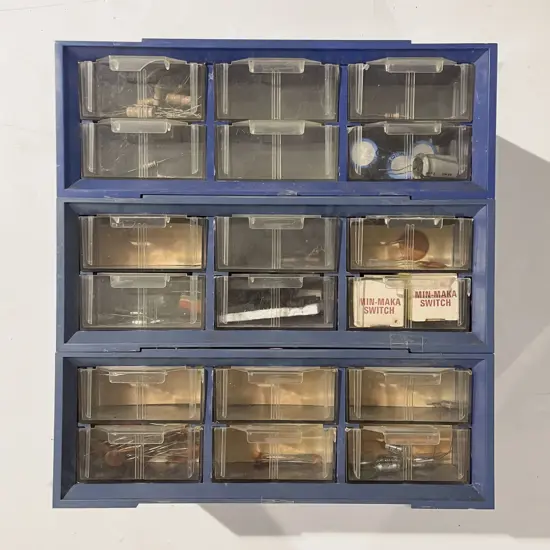 Multi Drawer Storage Organiser with Assorted Electrical Components