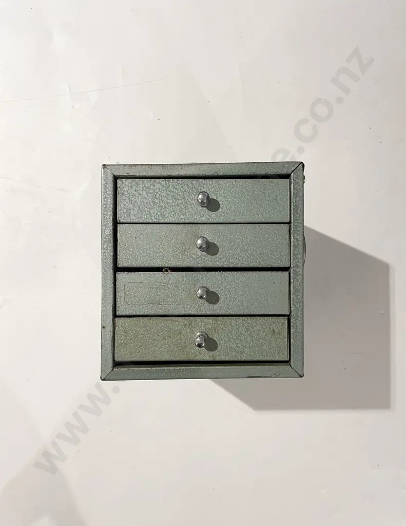 Small Four Drawer Metal Collectors Cabinet with Assorted Electrical & Other Components Image 1++