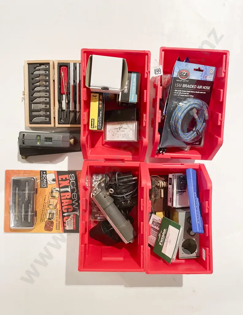 Four Small Storage Tubs of Assorted Tool Accessories etc Image 1++