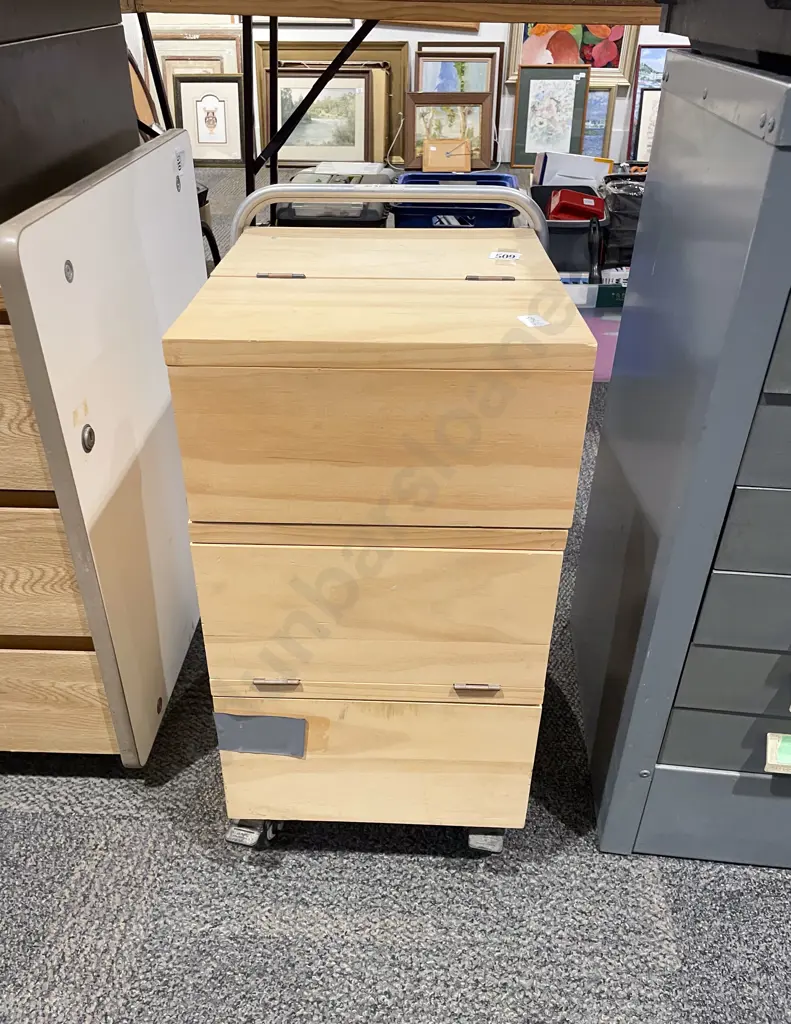 Handmade Model Making Cabinet on Castors with Tambour Door to Rear Image 1++