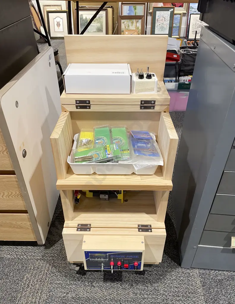 Handmade Model Making Cabinet on Castors with Tambour Door to Rear Image 1++