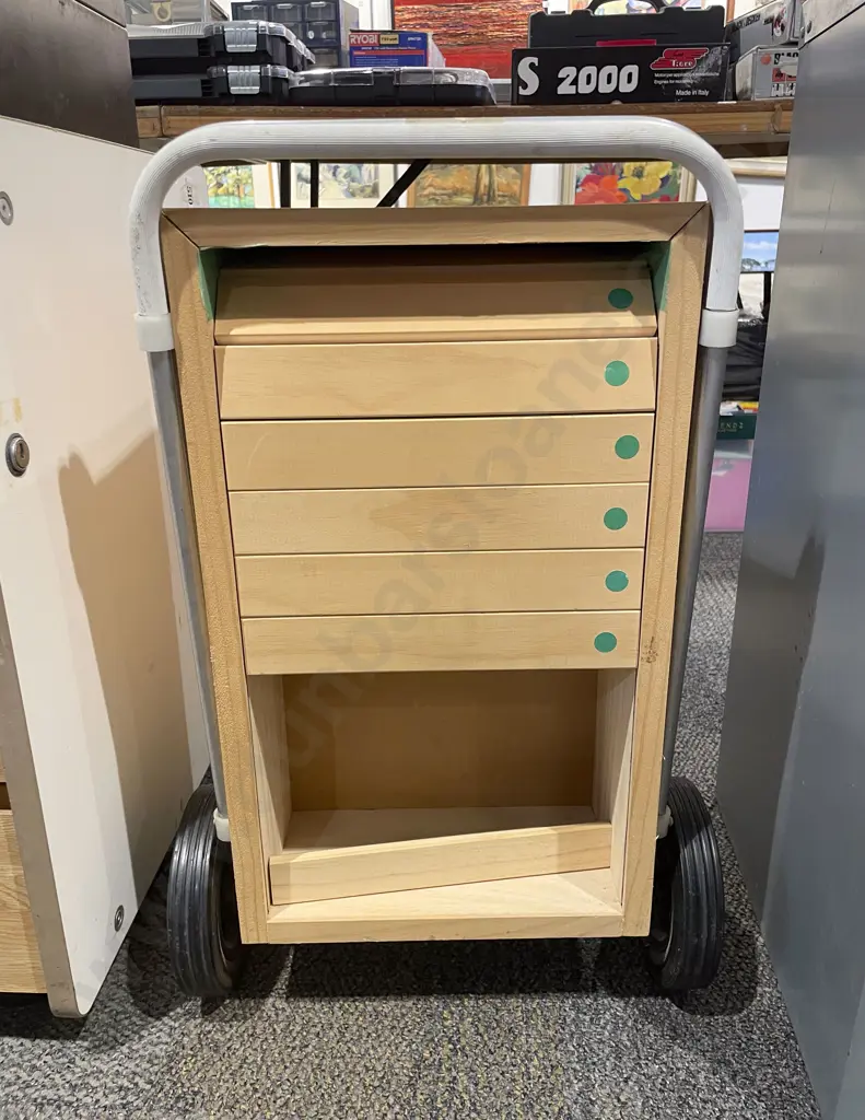 Handmade Model Making Cabinet on Castors with Tambour Door to Rear Image 1++