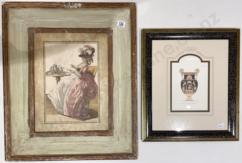 Framed Bookplate of Grecian Vase together with Architectural Study & Other Image 1++