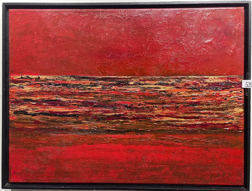 Sheree J. Phyn - "Red Haze" - Mixed Media on Canvas Image 1++