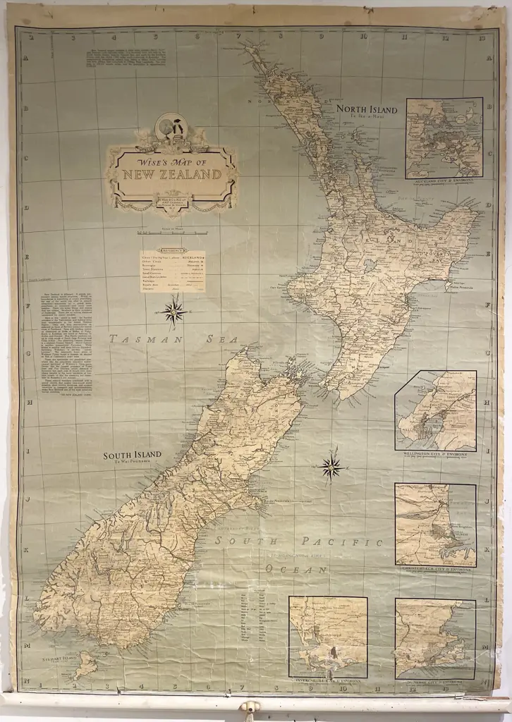 Vintage Wises Map of New Zealand Image 1++