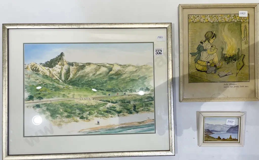 Small H. Rivers Oil and Two Assorted Prints Image 1++