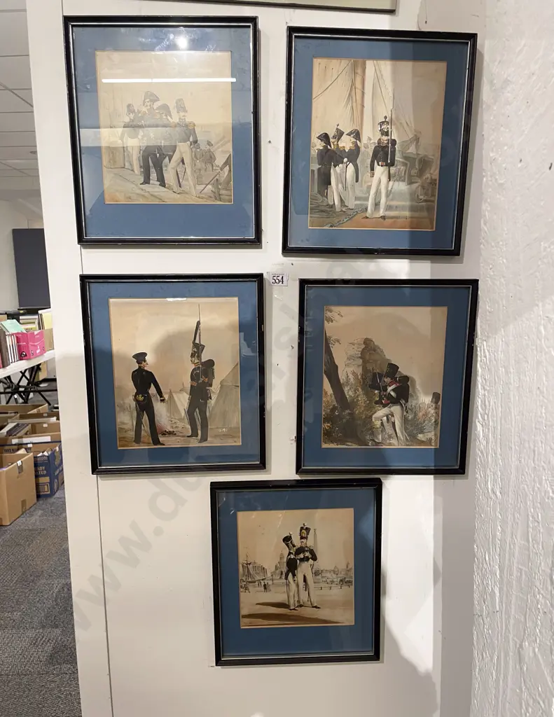 Five Assorted Russian Soldier Hand Coloured Prints Image 1++