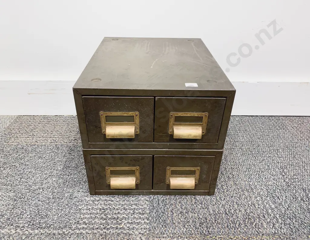 Vintage Metal Stacking File Drawers Image 1++