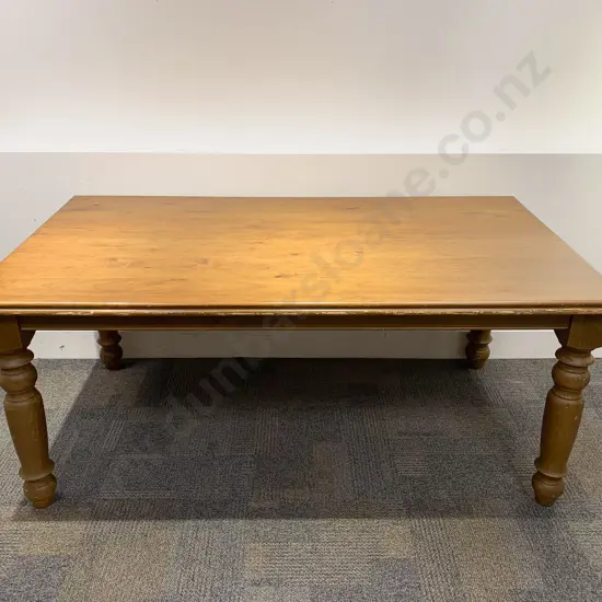 Stained Pine Legged Farmhouse Style Dining Table