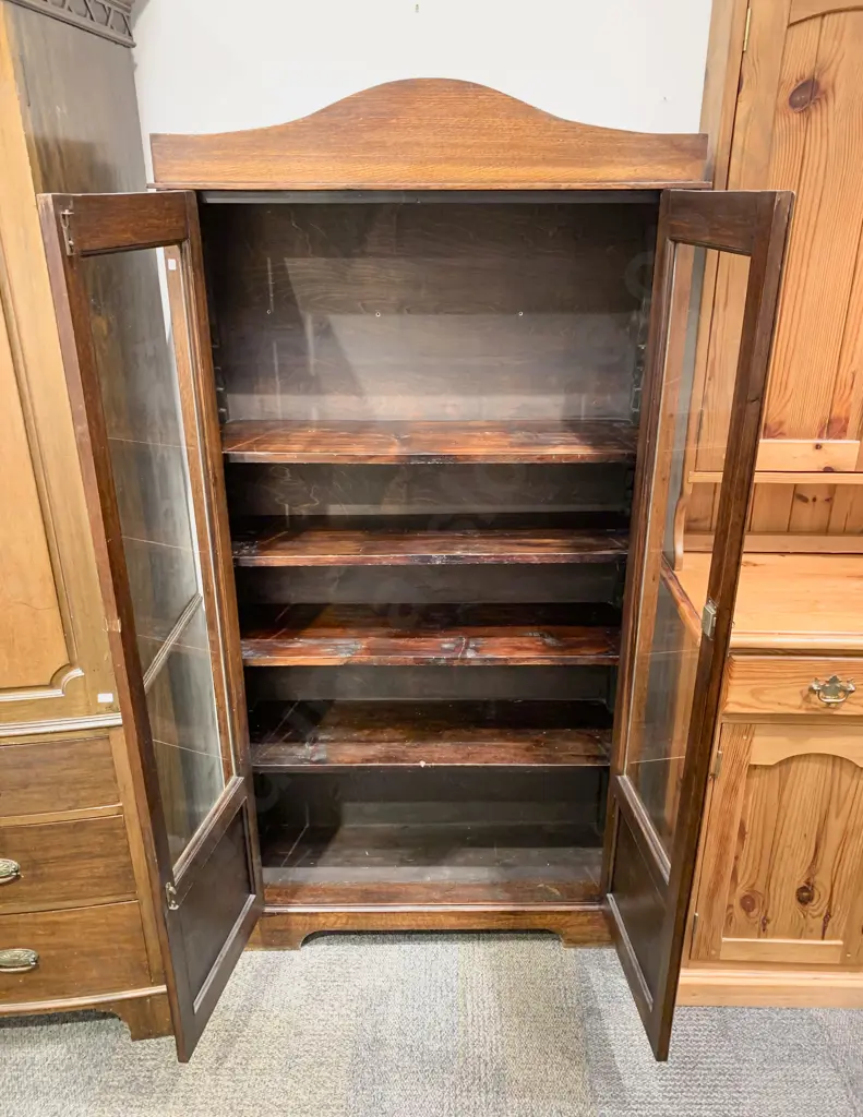 Edwardian Oak Glazed Bookcase Image 1++