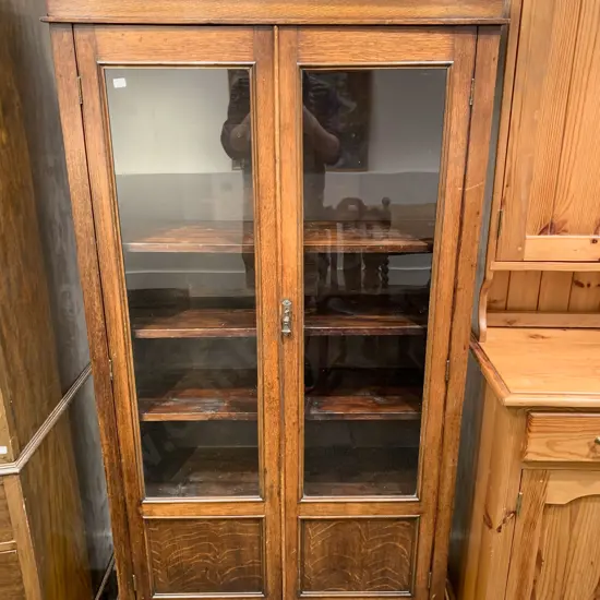 Edwardian Oak Glazed Bookcase