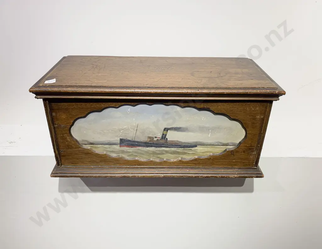 Possibly Frank Barnes Painted Small Wooden Chest Image 1++